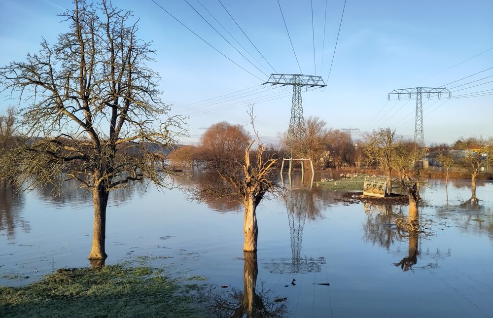 Blick auf Elbe-Hochwasser